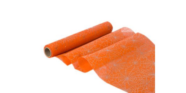 Deko-Stoff Tischläufer Spinnennetz orange/silber