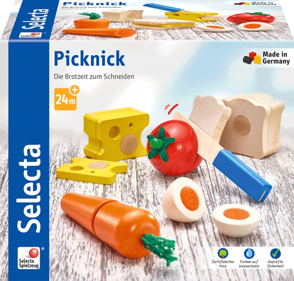 Picknick, Klett und Schneidespielzeug aus Holz von Selecta