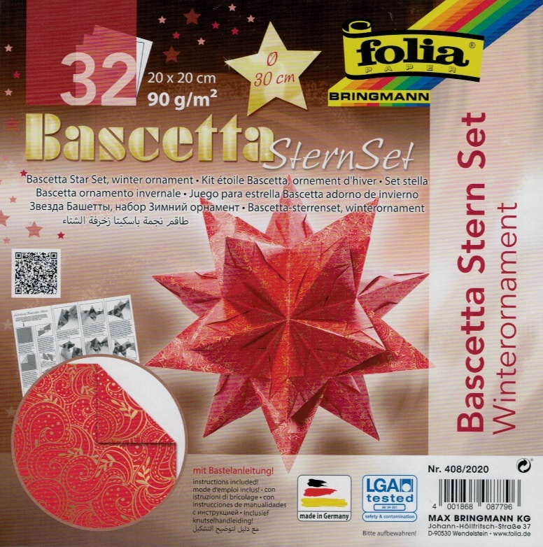 Folia Bastelset Bascettastern Winterornament rot/gold