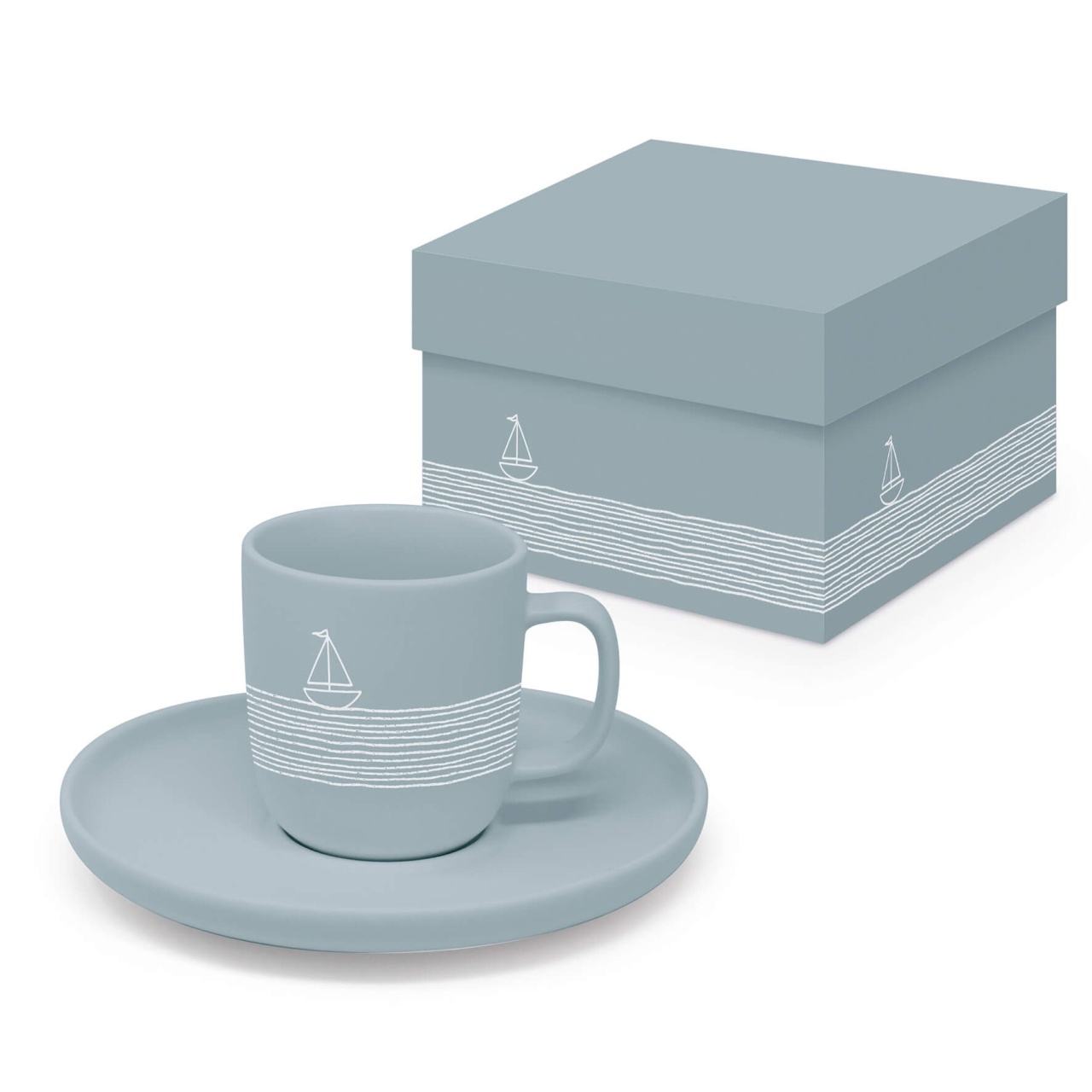Pure Sailing blue Espresso Tasse mit Mattfinish Geschenkbox