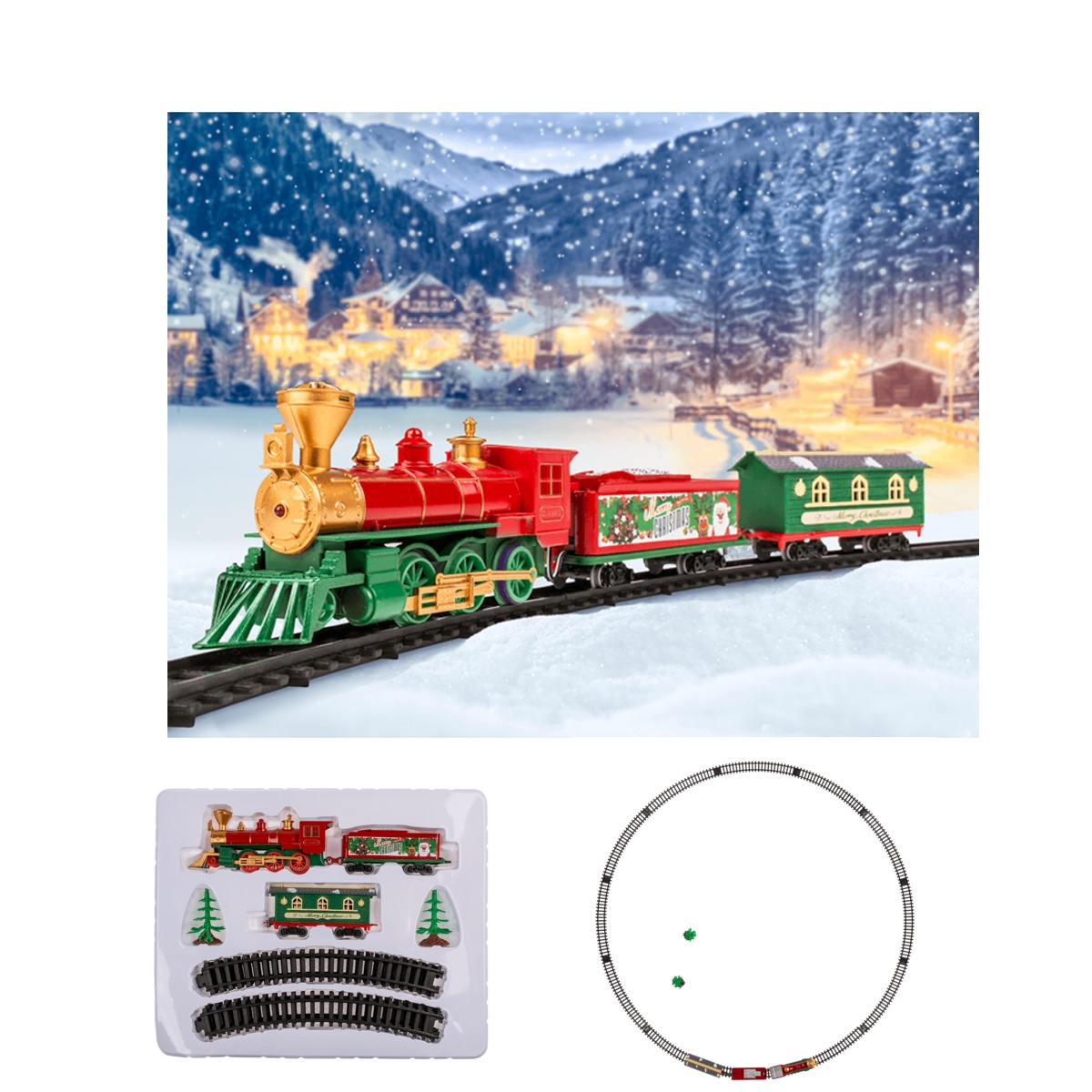 Eisenbahn Weihnachtseisenbahn Set mit Sound und Licht