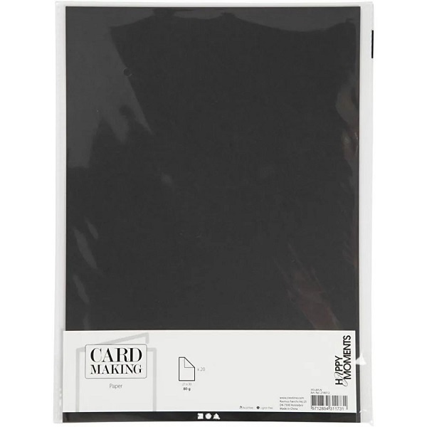 Bastelmaterial Papier 20 Blatt A4 80 g schwarz