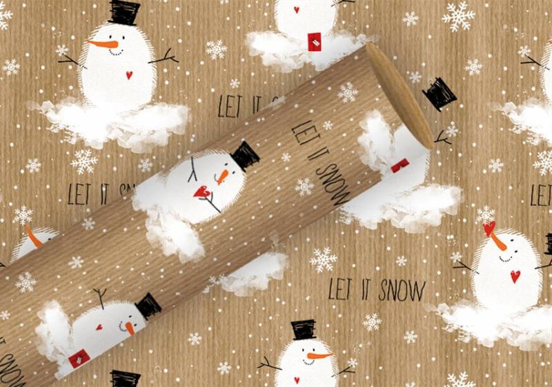 Geschenkpapier Weihnachten Kraftpapier Bobby Snow 200x70 cm