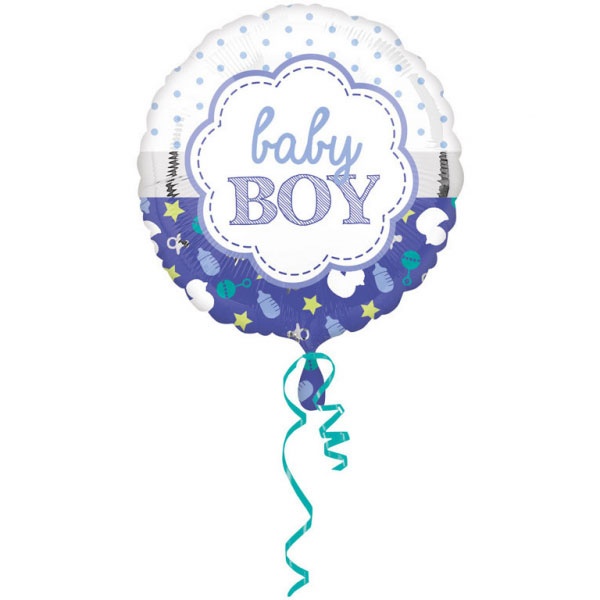 Folienballon Baby Boy Muschel 43 cm rund