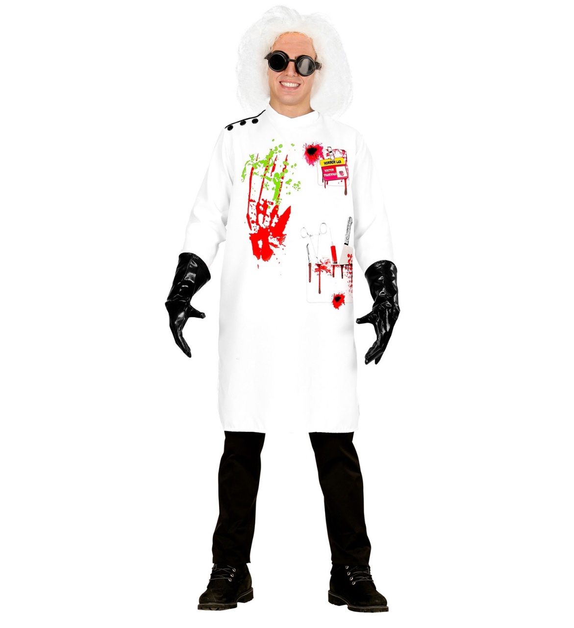 Kostüm Verrückter Wissenschaftler Gr. XL (Kittel & Handschuh