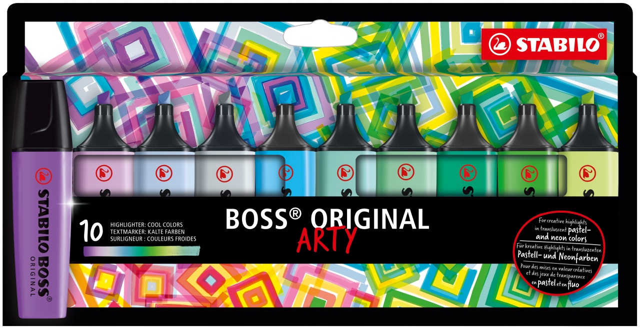 Stabilo Boss Original Textmarker ARTY 10 Stück  kalte Farben