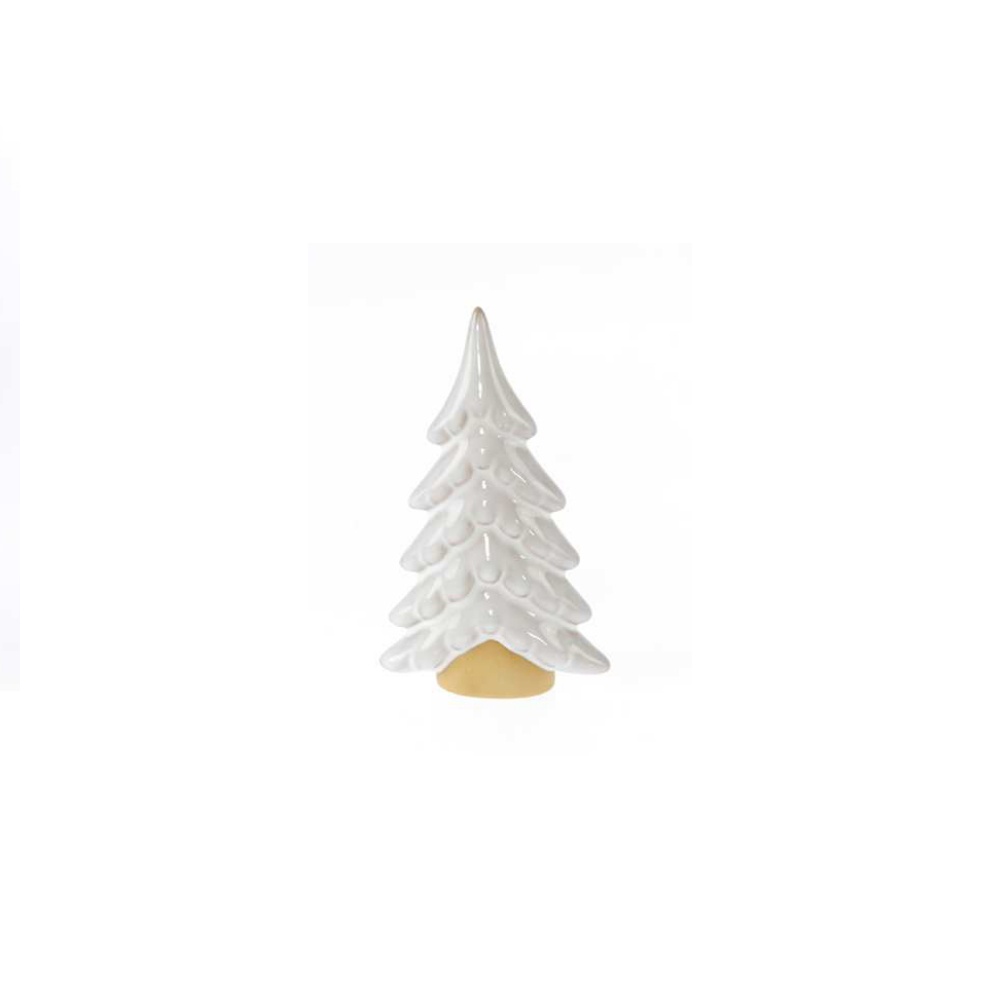 Deko Weihnachten Tanne weiß aus Terracotta 9 x 3,5 x 15 cm