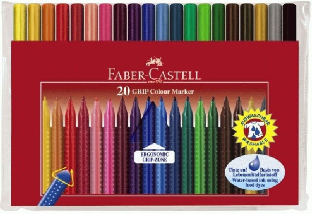 Faber Castell Fasermaler Grip Colour Marker, 20er