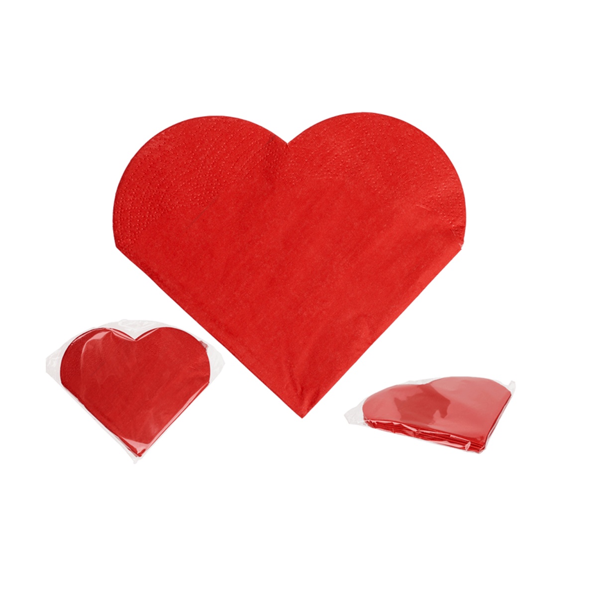 Servietten Herzform, rot, ca. 31x31 cm, 12 Stück