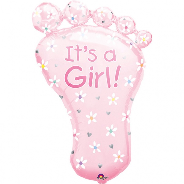 Folienballon Baby-Fuß rosa It´s a Girl 58 x 82 cm SuperShape