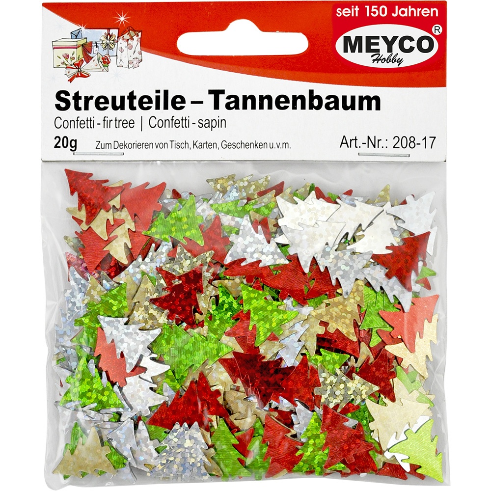 Streuteile Tannenbaum 4 Farben glitzernd 20g