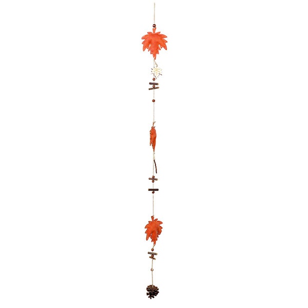 Kunstleder-Herbstgirlande mit Blättern orange/natur 110 cm