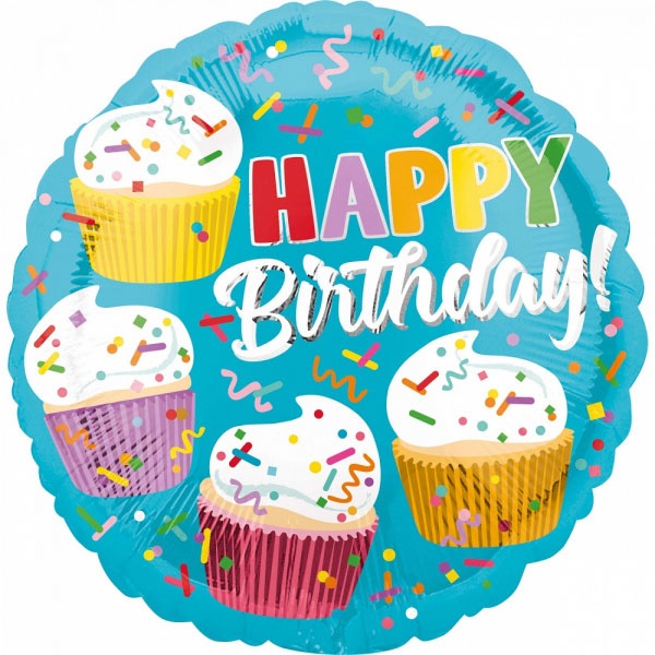 Folienballon Cupcake Fun Happy Birthday 43 cm rund