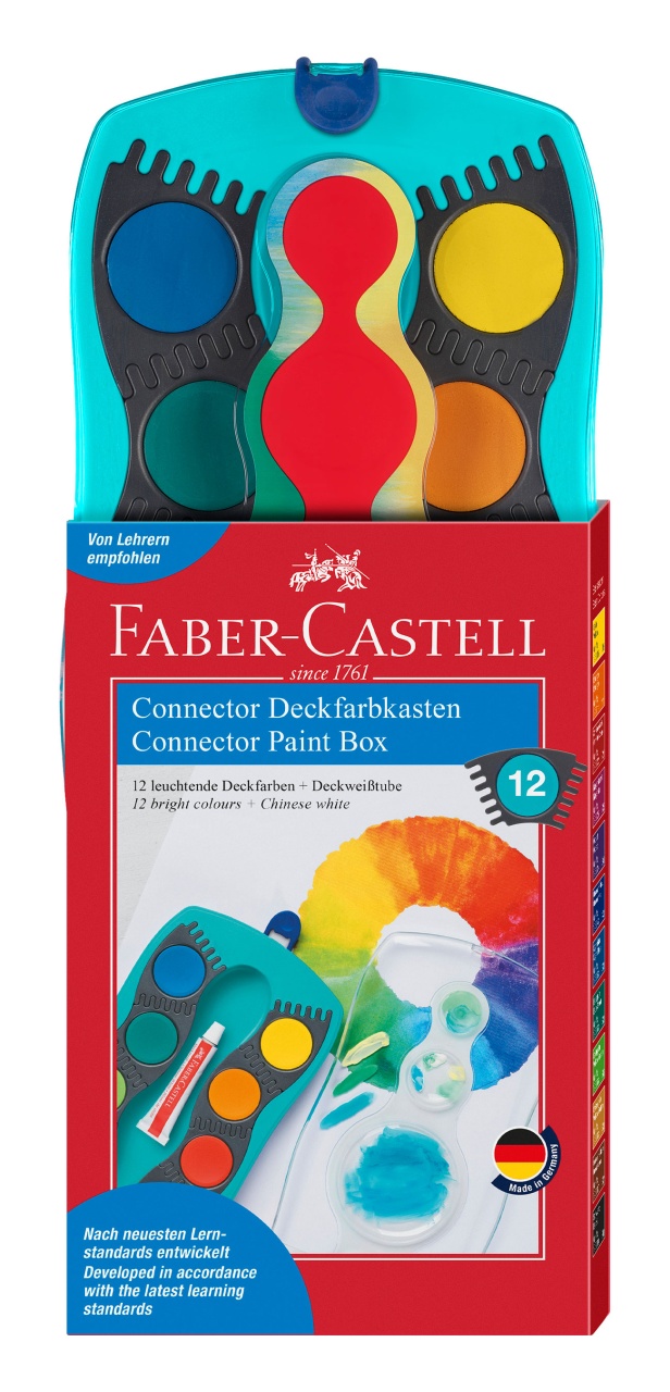 Faber-Castell Deckfarbkasten Connector türkis 12er
