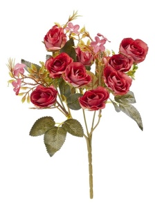Kunstblumen Rosenstrauss 30 cm 10 Blüten rot
